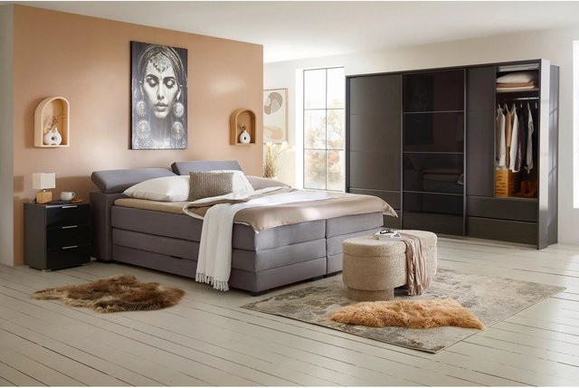 Premium Living Boxspringbett Sevilla in Grau mit Taschenfederkern, B/T: 180 x 200 cm - Bild 1