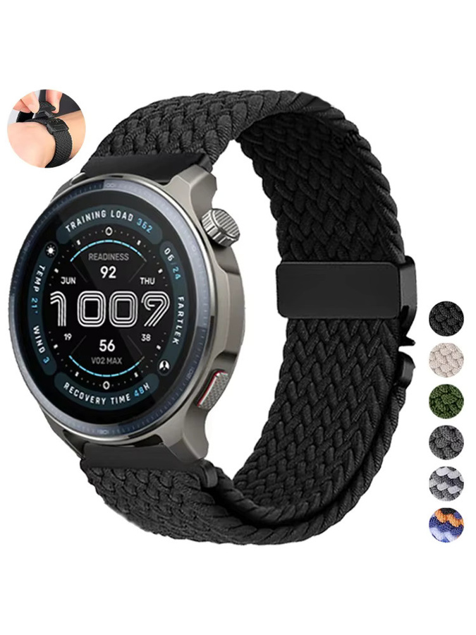 Huami Uhrenarmband Nylon, 20 22 mm, Schwarz, Unisex - Bild 5