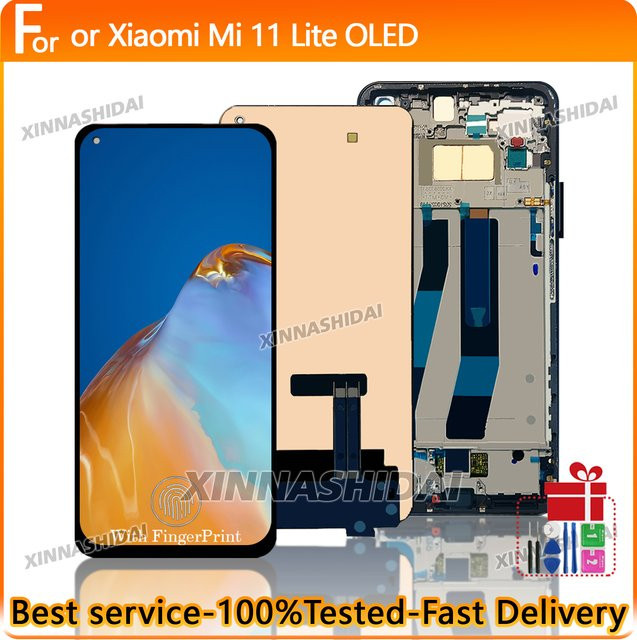 Xiaomi Mi 11 Lite OLED-Display Ersatz mit Rahmen und Touchscreen-Digitizer-Baugruppe M2101K9G - Bild 1