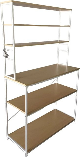 Relaxdays Küchenregal aus Eisen und MDF in Holzoptik mit Arbeitsplatte, Weiß, B/T/H: 100 x 40 x 167 cm - Bild 1