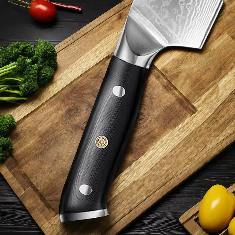 ALLWIN HOUSEWARE W Nakiri Messer aus 67 Schichten Damast-Stahl mit VG10 Kern und ergonomischem G10-Griff, 7 Zoll, Silber - Bild 4