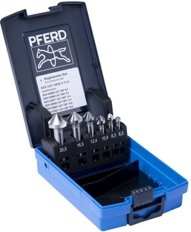 PFERD TOOLS HSSE-Kegelsenker-Set UGT 6-teilig DIN 335 C 90 Grad aus HSS-Co5 in Blau - Bild 2