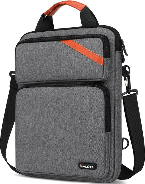 ICozzier Laptop-Umhängetasche für 12,9 bis 13,3 Zoll, Doppeltaschen-Laptop-Hülle und Tablet-Tasche für MacBook Pro und iPad Pro, Schwarz und Grau - Bild 1