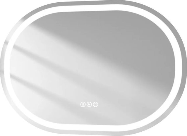 Emke Oval Spiegel Schwarz mit dimmbarer Beleuchtung B: 80 cm, H: 60 cm - Bild 1
