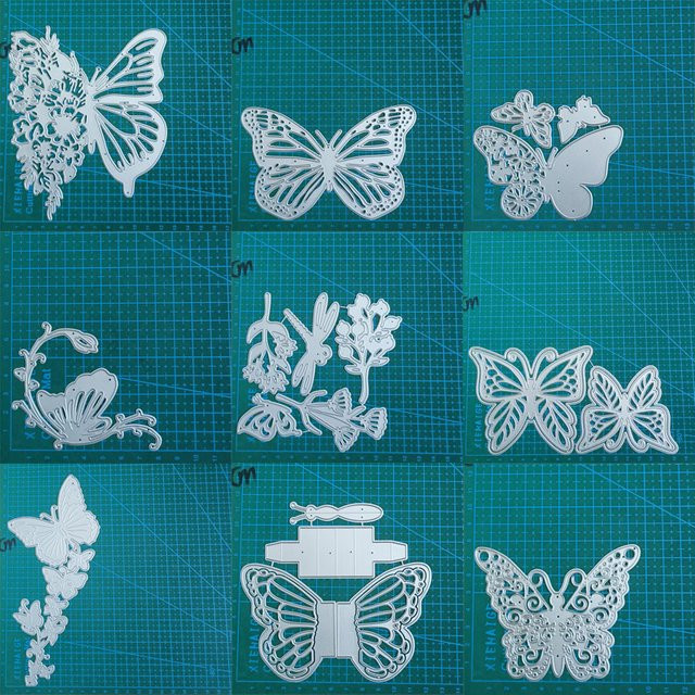 Schmetterling Metall-Schneidwerkzeug in Silber für Scrapbooking und Bastelarbeiten als Stanzschablone und Prägeschablone - Bild 1