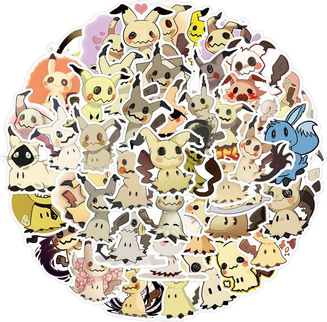 55 wasserfeste Mimikyu Graffiti Aufkleber in Multicolour für Notizbücher, Gitarren und Trinkflaschen - Bild 1