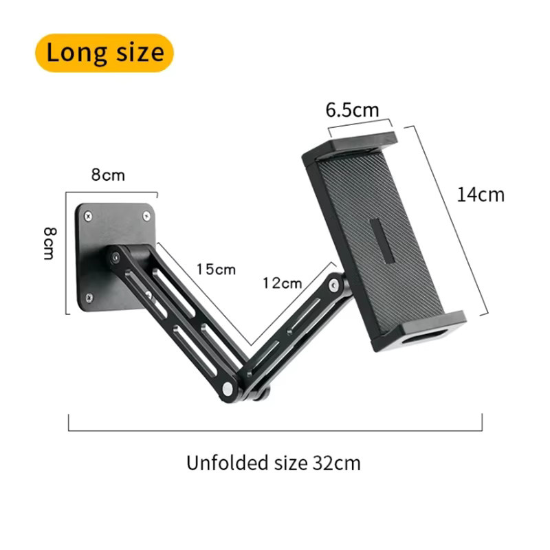 Jiansu Verstellbarer Wandhalter für Tablets in Schwarz, drehbarer Metall-Halter mit Klemme für 4 bis 12,9 Zoll iPad Mini Air Pro - Bild 5