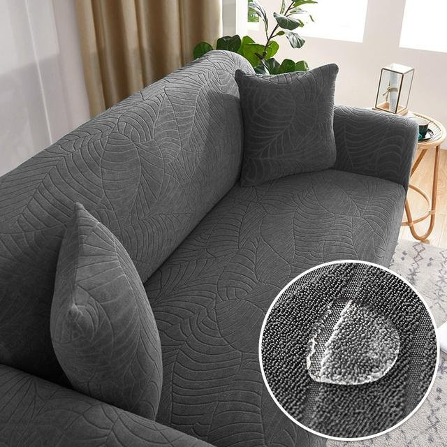 Levivel Wasserdichte Sofaabdeckung mit Jacquard-Muster, elastischer Schutzbezug für Ecksofas, Dunkelgrau, Breite: 90-140 cm - Bild 1