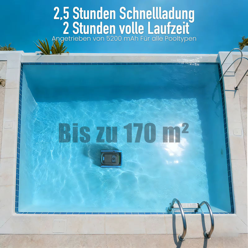 AIRROBO CP40 Poolroboter mit App-Steuerung, Smart Navigation für Wand- und Bodenreinigung, 45000PA Saugkraft, Schwarz - Bild 6