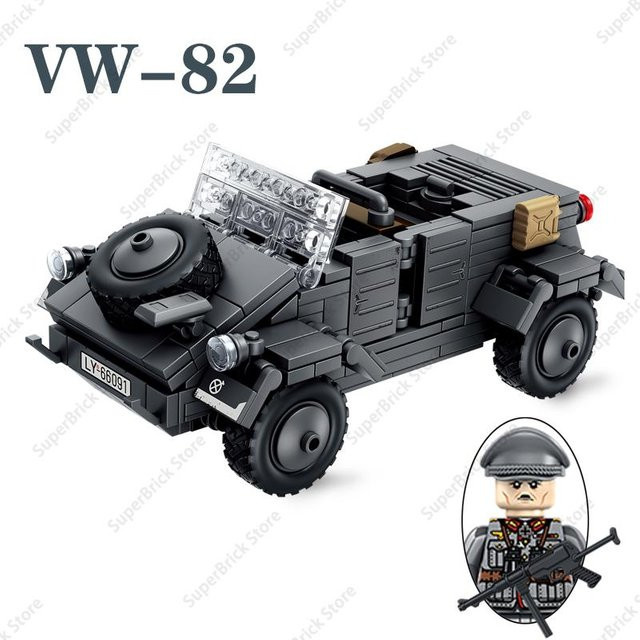 WK II Deutscher VW 82 Kübelwagen Modellbausteine Militärfahrzeuge ab 5 Jahren - Bild 1