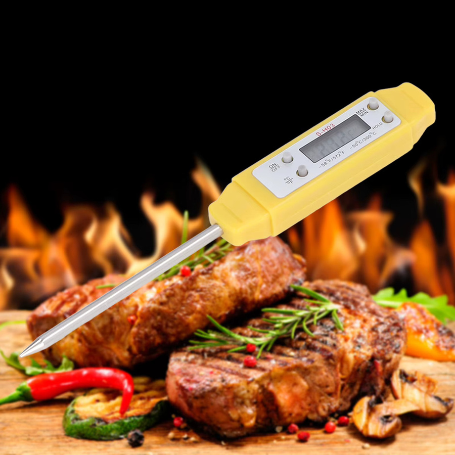 Aramox Elektronisches Taschen-Lebensmittelthermometer in Gelb mit automatischer Kalibrierung für Fleisch und Flüssigkeiten - Bild 2