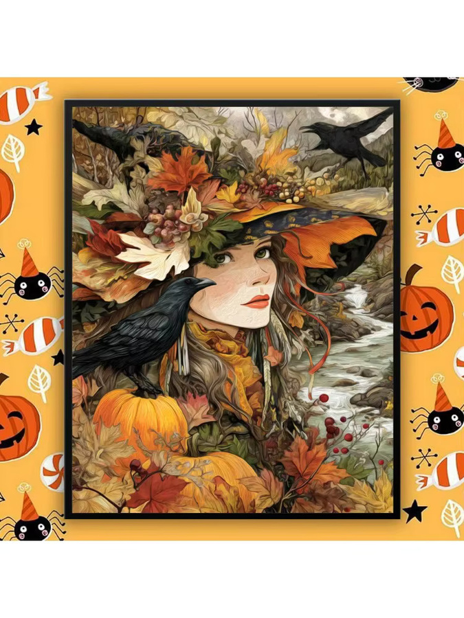 KAYOU Malen nach Zahlen Erwachsene, Herbst Hexe Porträt, Bunt / Mehrfarbig - Bild 4