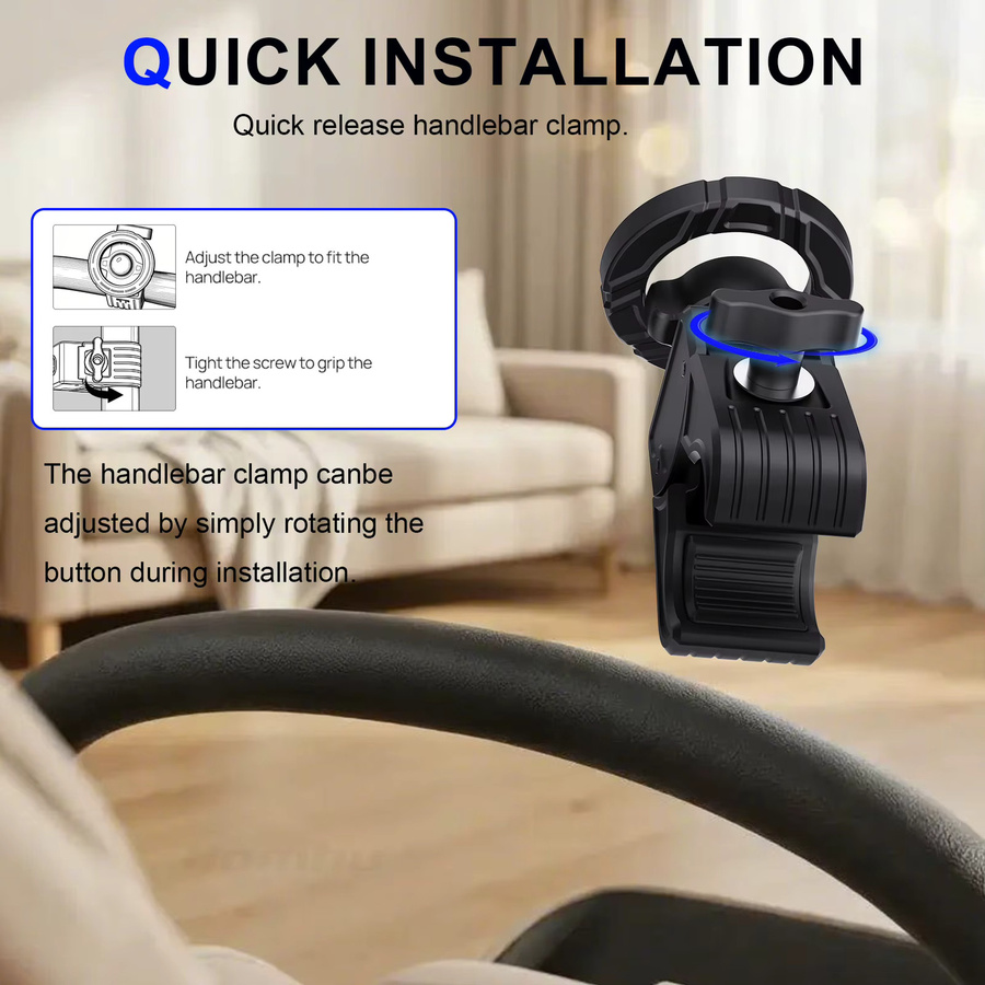 Homhu Magnetische Handyhalterung in Schwarz für Kinderwagen, Laufband und Fitnessgeräte - Bild 6
