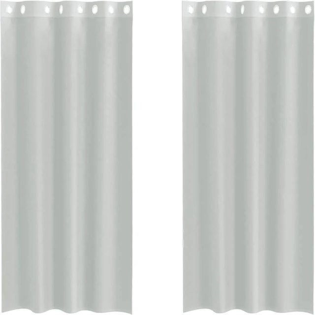 vidaXL Voile Vorhänge mit Ösen, 2 Stück, Hellgrau, B: 140 cm, H: 225 cm - Bild 1