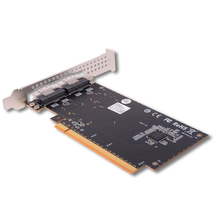 ADT-Link PCIe 4.0 5.0 16x zu SlimSAS SFF8654 MCIO Split Adapter Karte für Single Slot GPU Externe Erweiterung in Schwarz - Bild 2