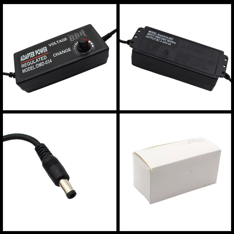 ELECAPITAL Universal Netzteil AC zu DC Adapter einstellbar Schwarz 220V zu 3V-24V mit Barrel Plug - Bild 2