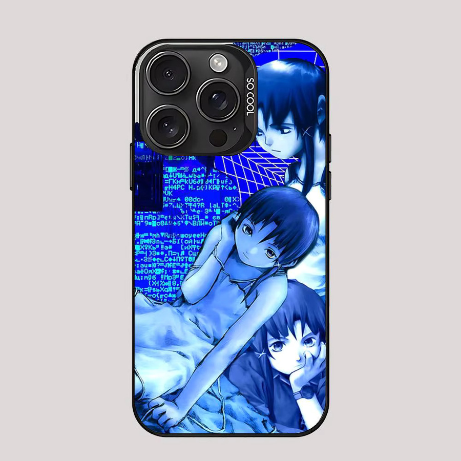 Stoßfeste Anime Serial Experiments Lain Handyhülle für Apple iPhone 11 bis 17 Pro Max Plus in Silber und Blau - Bild 6
