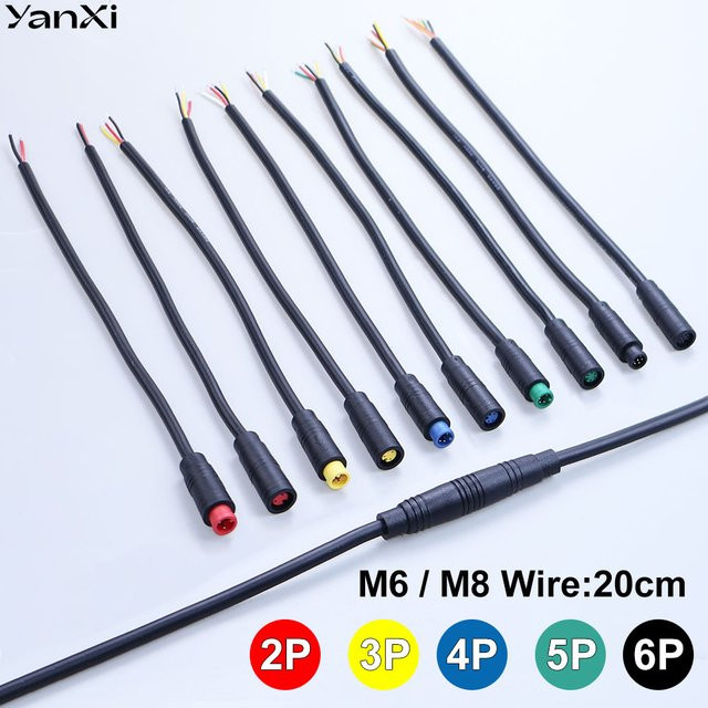ChengHaoRan Wasserdichtes Kabel Set mit M6 M8 Stecker und Buchse für E-Bike Display und Sensoren in 2/3/4/5/6 Pin Ausführung - Bild 1