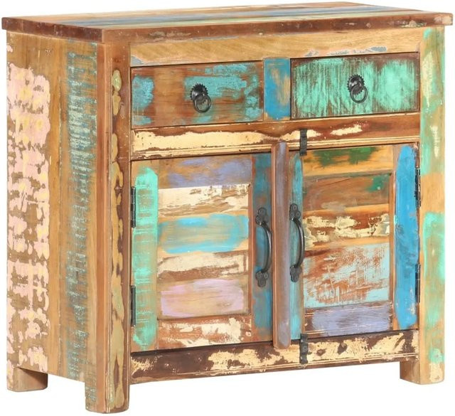 vidaXL Sideboard aus Altholz Massivholz im Retro-Stil, Multicolour, B/T/H: 70 x 35 x 65 cm - Bild 1