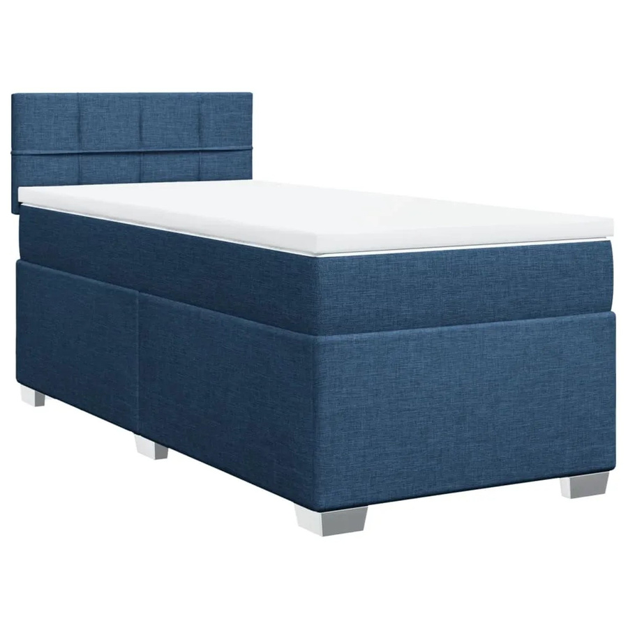 vidaXL Boxspringbett Hybrid mit Matratze und Taschenfederkern, Blau, B/T: 90 x 190 cm - Bild 2