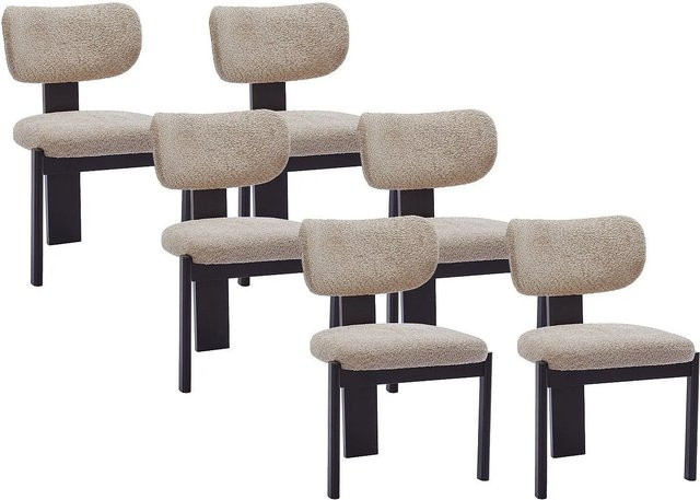 Wilana Stuhl aus Bouclé-Stoff und Kautschukholz in Taupe - Bild 1