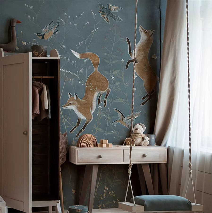 Retro Cartoon Fuchs Tapete für Kinderzimmer in Mehrfarbig - Bild 2