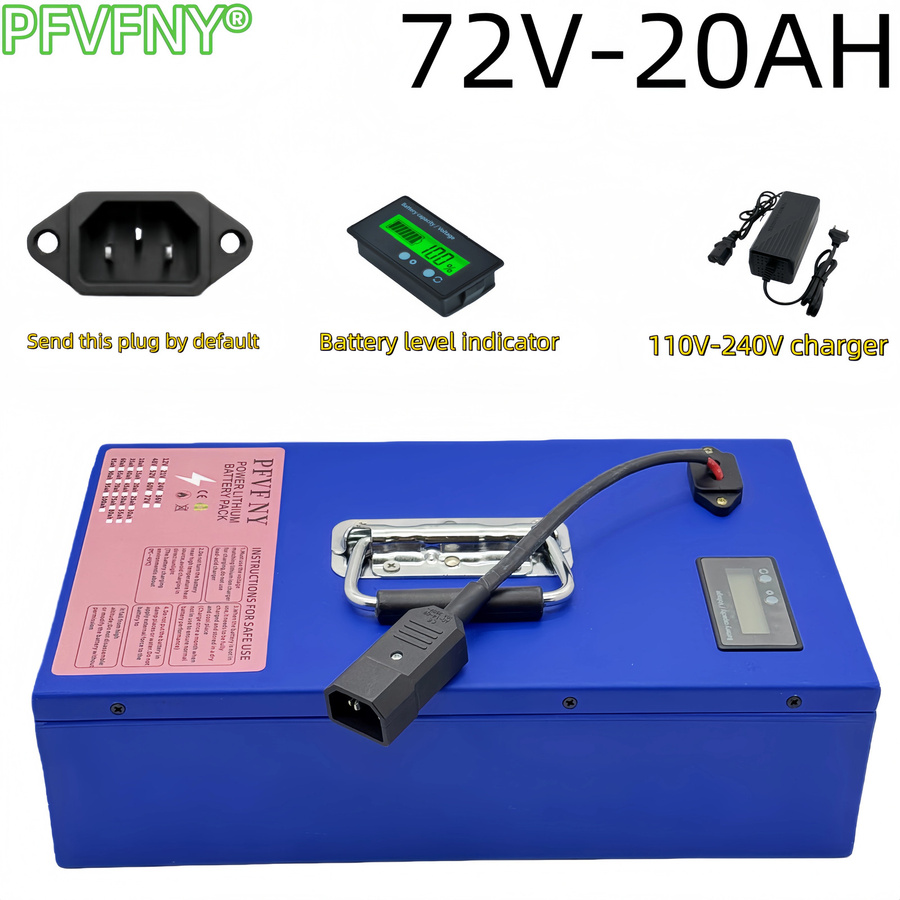 PFVFNY 72V Lithium-Batterie mit BMS-System, 18650 Li-Ion Pack, Blau - Bild 2