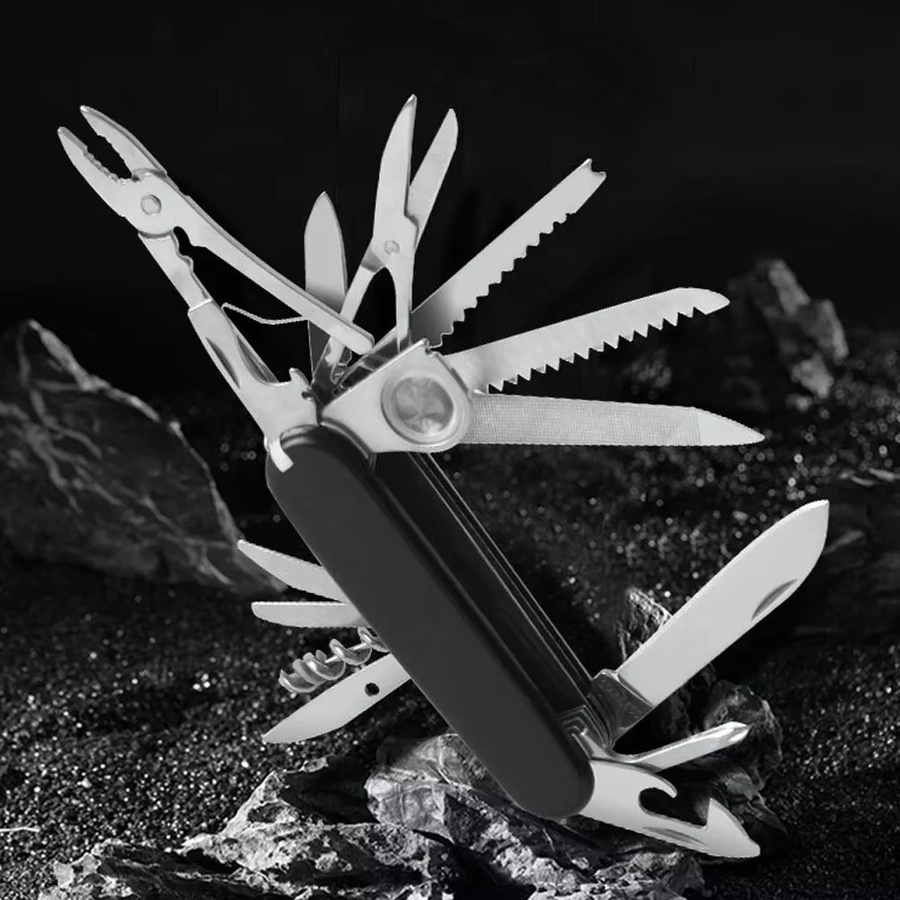 JIMIHOME Mini-Klappmesser Multitool in Schwarz mit 30 Funktionen für Outdoor und Camping - Bild 2