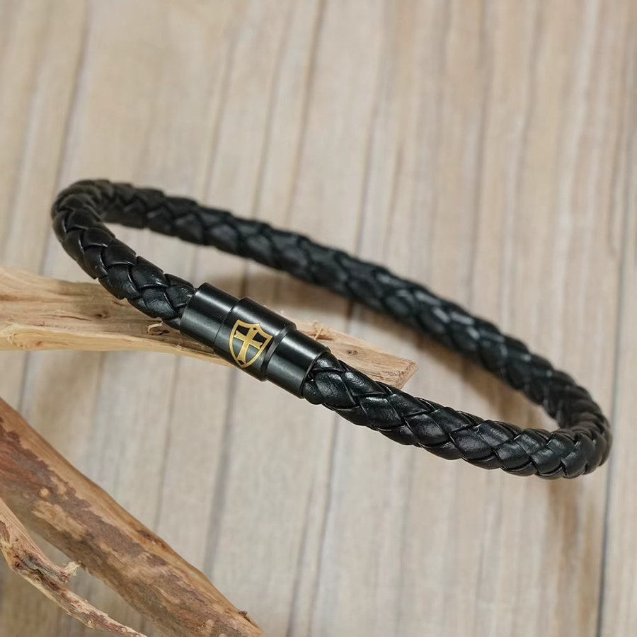 Noter Lederarmband, geflochten, Schwarz, Herren - Bild 1