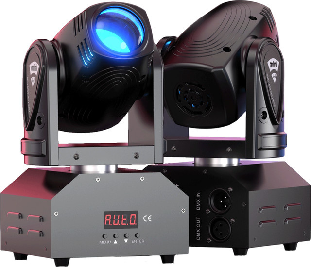 Yiflamefly 2er Set Mini 15W Beam Moving Head Lights RGBW LED-Scheinwerfer mit DMX512 und Sprachsteuerung in Schwarz - Bild 1