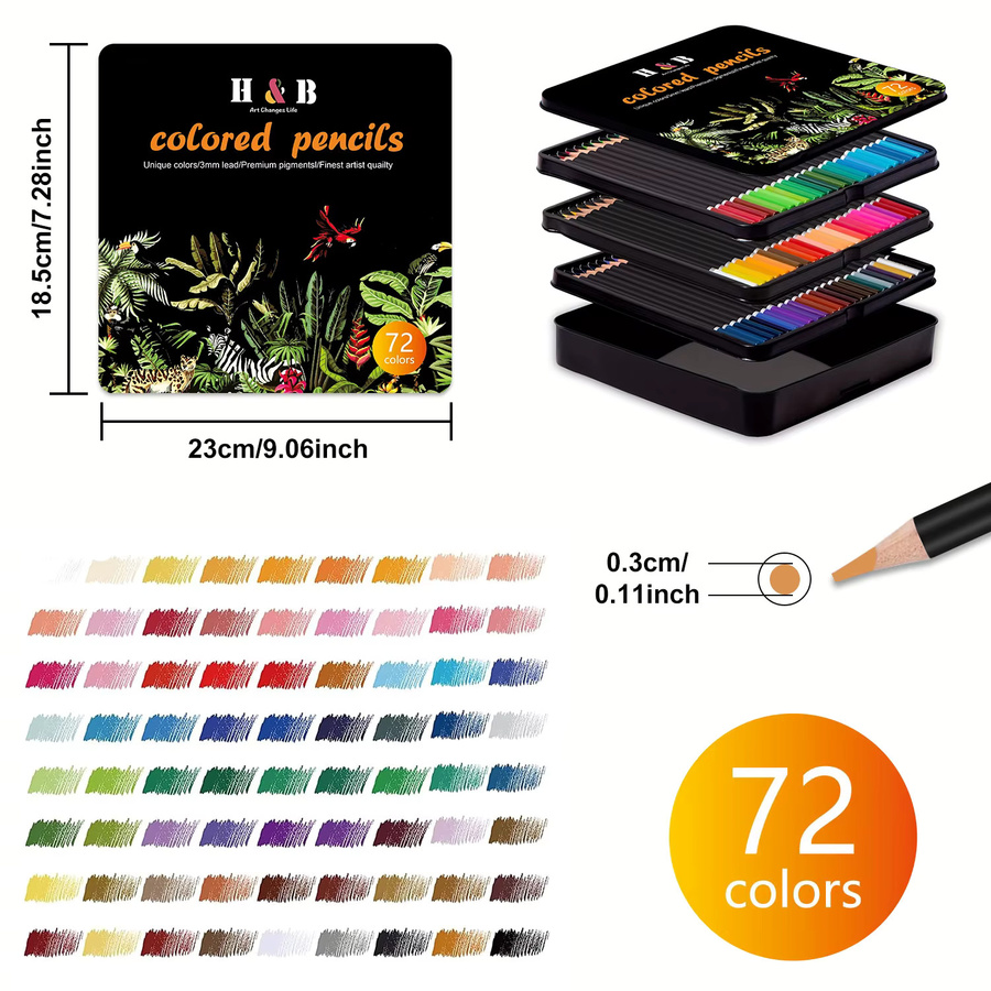Art Supplies Buntstifte-Set mit 72 Premium-Farbminen in Multicolour für erwachsene Künstler - Bild 6