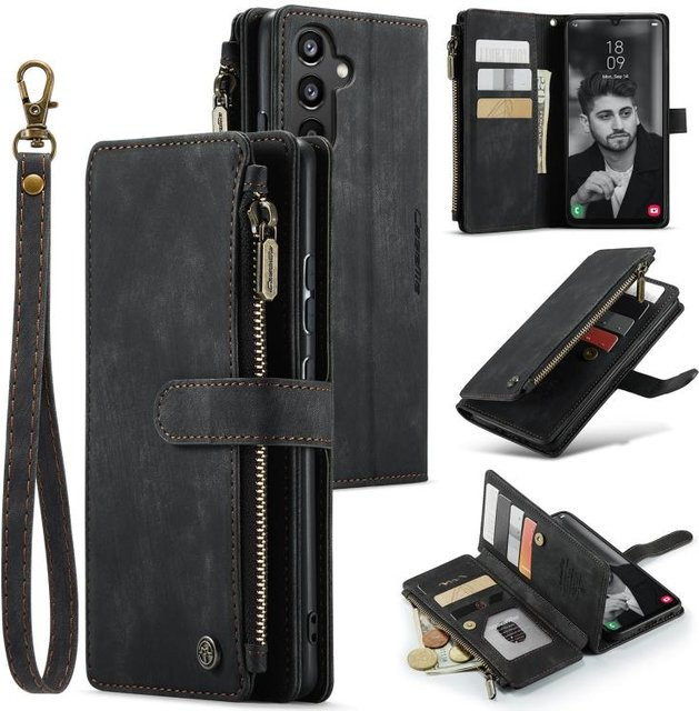 CaseMe C30 Multifunktionale Leder-Handyhülle für Samsung Galaxy A34 5G in Schwarz - Bild 1