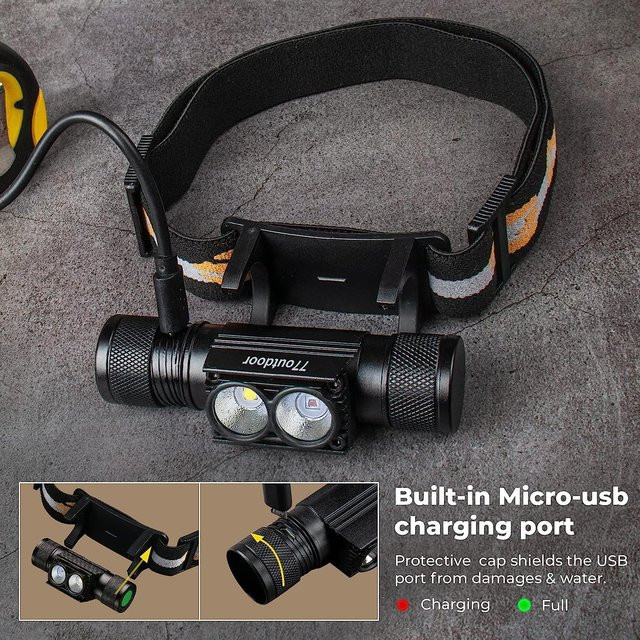 Wurkkos H25LR USB-aufladbare Stirnlampe mit Rot- und Weißlicht, IPX6 wasserdicht und 180 Grad verstellbar, Schwarz - Bild 1