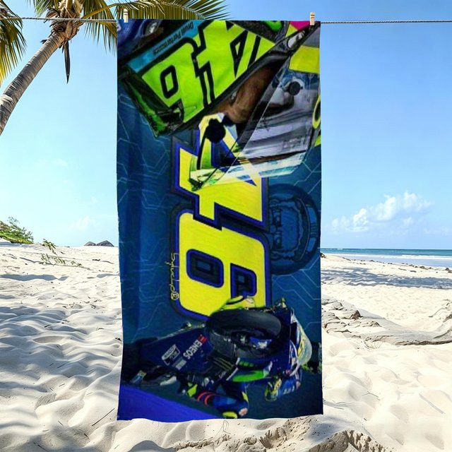 V-Valentino VR46 MotoGP Mikrofaser Strandtuch, schnelltrocknend und sandfrei, blau, B/H: 40 x 60 cm - Bild 1