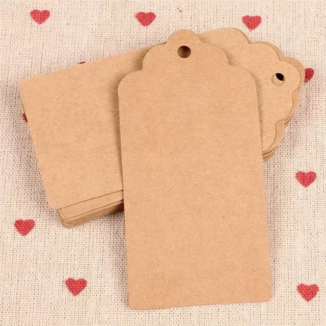 100 Stück Rustikale Kraftpapier Geschenkanhänger in Braun, B: 4 cm, H: 7 cm - Bild 1