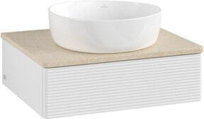 V&B Waschtischunterschrank Antao mit Frontstruktur in Weiß lackiert, B/T/H: 60 x 50 x 19 cm - Bild 1