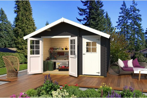 WEKA Gartenhaus 253 aus Holz in Grau, B/H/T: 420 x 270 x 260 cm - Bild 1