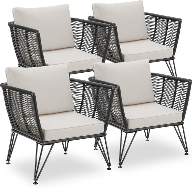 tectake Garten-Loungesessel Sundo aus Polyrattan im Rope-Design in Anthrazit, B/T/H: 75,5 x 67 x 71 cm - Bild 1