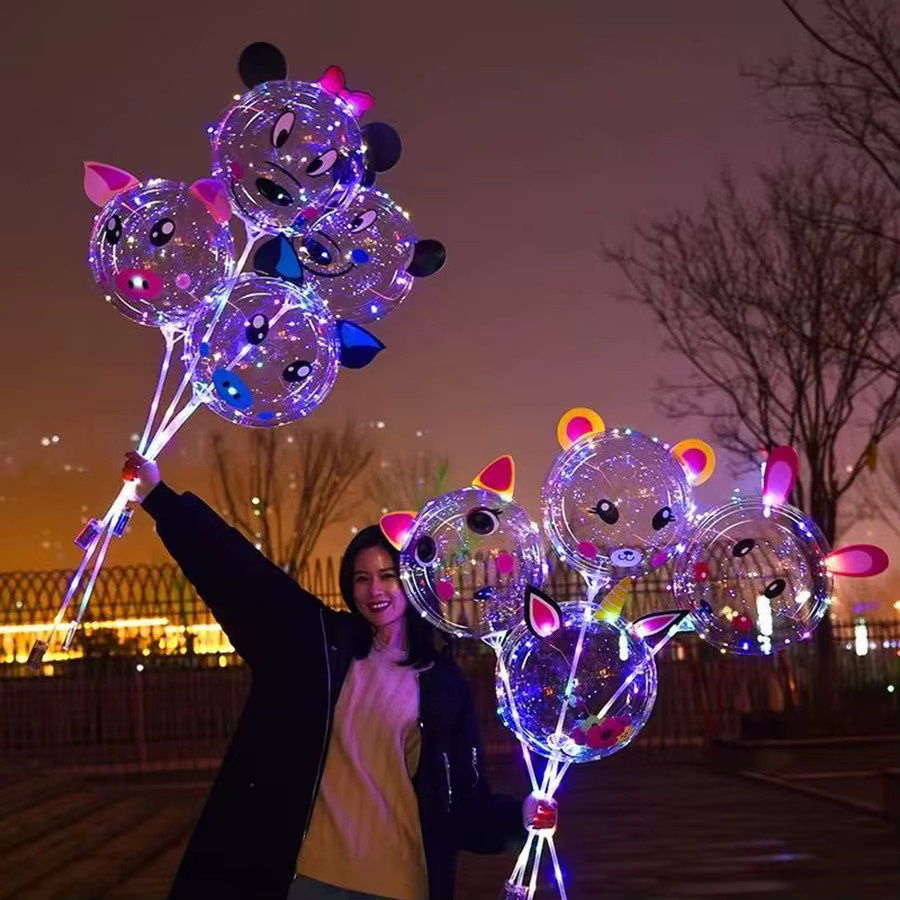 5 Stück LED-Ballonlichter in RGB mit transparenten Tier-Aufklebern für deine Geburtstagsparty-Dekoration, 20 Zoll - Bild 3