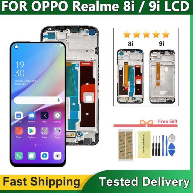 LCD-Display Touchscreen mit Rahmen für Oppo Realme 8i RMX3151 und Realme 9i RMX3491, 6.6 Zoll, Schwarz - Bild 1