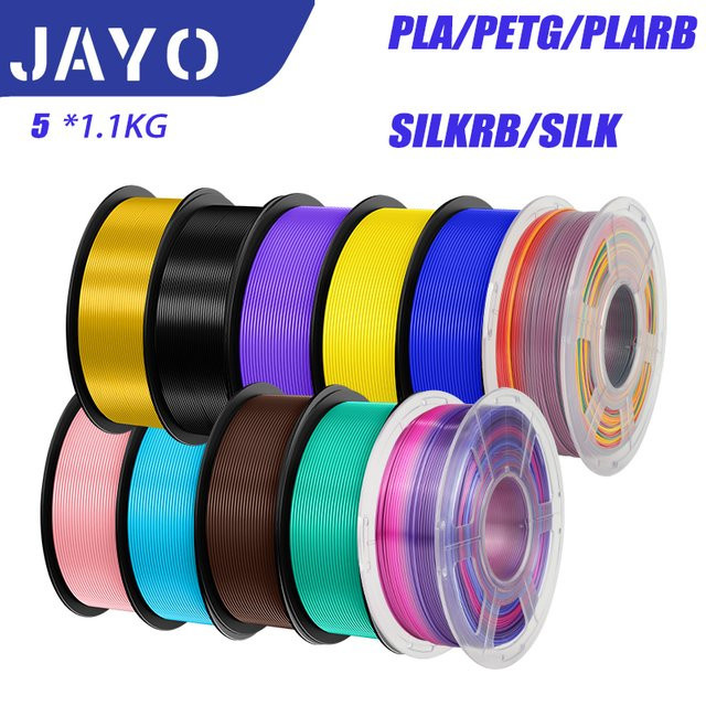 JAYO 3D-Drucker Filament Set aus PETG und PLA Plus, 1,75 mm, 5 Rollen für FDM 3D-Drucker und 3D-Stifte - Bild 1
