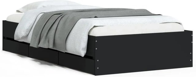 vidaXL Bettgestell mit Schubladen in Schwarz aus Holzwerkstoff, B/T/H: 90 x 190 x 33 cm - Bild 1