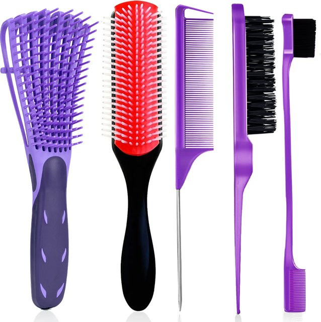 Entwirrbürsten-Set für Damen, für lockiges und trockenes Haar, Schwarz - Bild 1