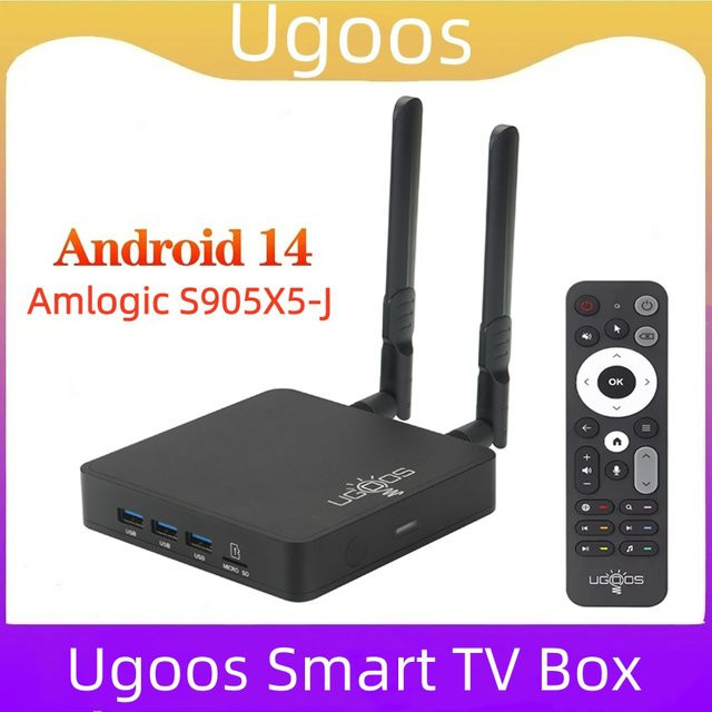 Ugoos AM9 PRO Smart TV Box Android 14 mit Amlogic S905x5-J, 4GB RAM, 64GB Speicher, WiFi 6, Bluetooth 5.3 und 1000M LAN, 4K UHD Mediaplayer, Schwarz - Bild 1