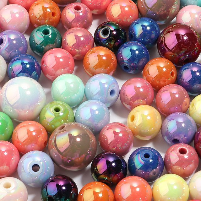lingsai Acryl-Kugelperlen, rund, UV-farbig, für DIY-Armband, Halskette - Bild 1