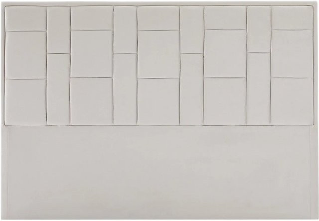 Vente-unique Bettkopfteil Hermine in Beige aus Samt und Massivholz im Art Deco Design, Breite: 140 cm, Höhe: 110 cm, Tiefe: 8 cm - Bild 1