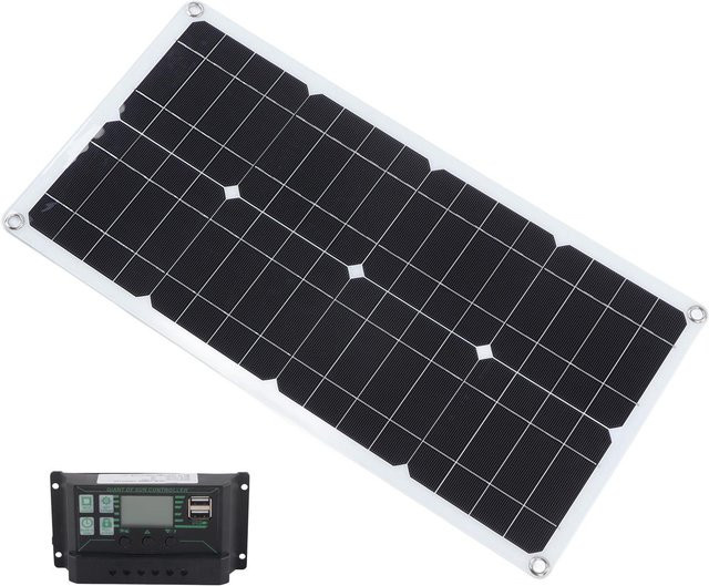 CosyHome 250 W monokristallines Solarpanel-Kit mit 10 A Laderegler und USB-Anschlüssen in Schwarz - Bild 1