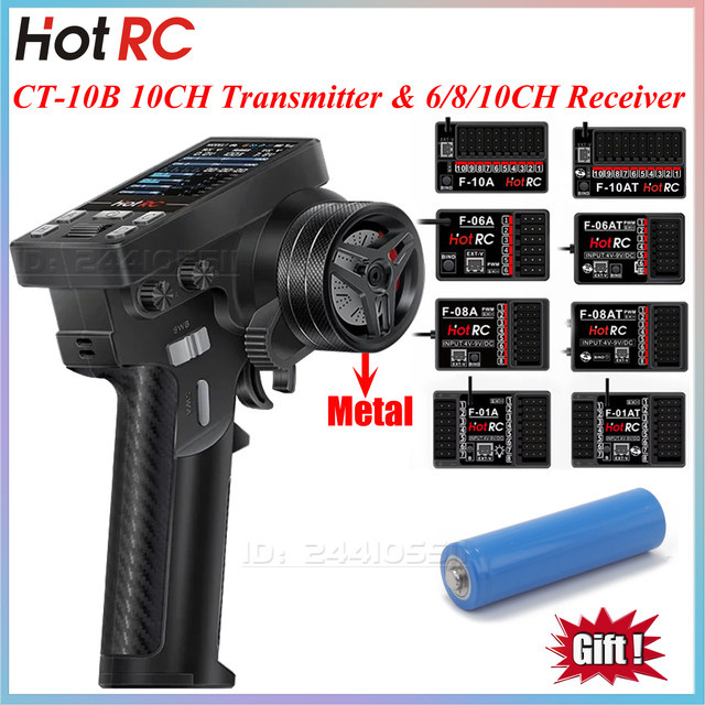 HotRC CT10B 10-Kanal Sender CT-10B, 2,4G Fernbedienung, schwarz - Bild 1