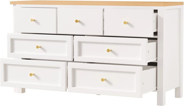 okwish L-förmiger Eckschreibtisch mit Kommode in Weiß und Natur, B/T: 120 x 40 cm - Bild 1