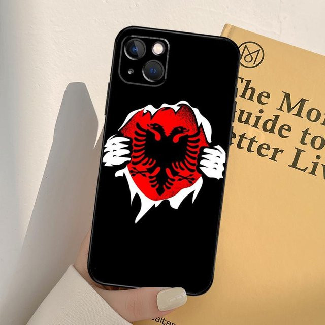 Handyhülle mit Albanischer Flagge Adler Design für Apple iPhone 11 bis 17 Pro Max und weitere Modelle in Schwarz - Bild 1